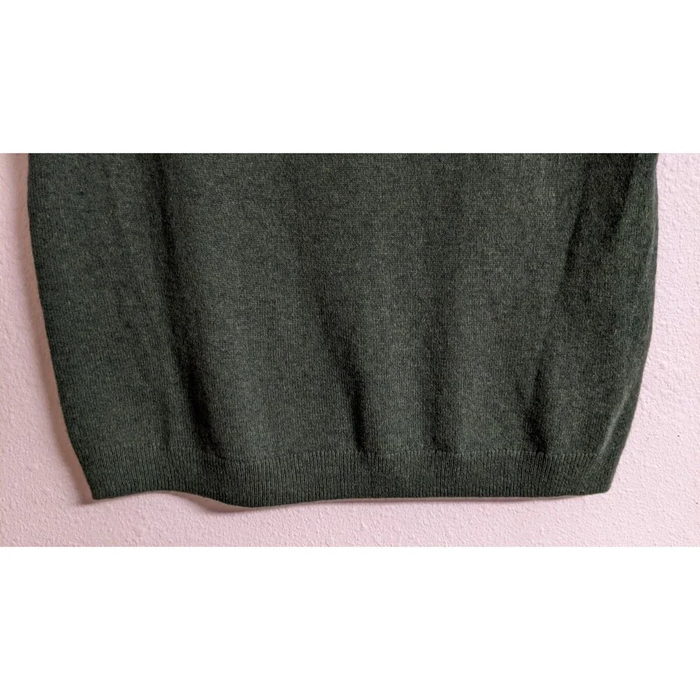 NEW~Women's QUINCE 100% Mongolian Cashmere Forest Green Short Sleeve Sweater L - Picture 4 of 7